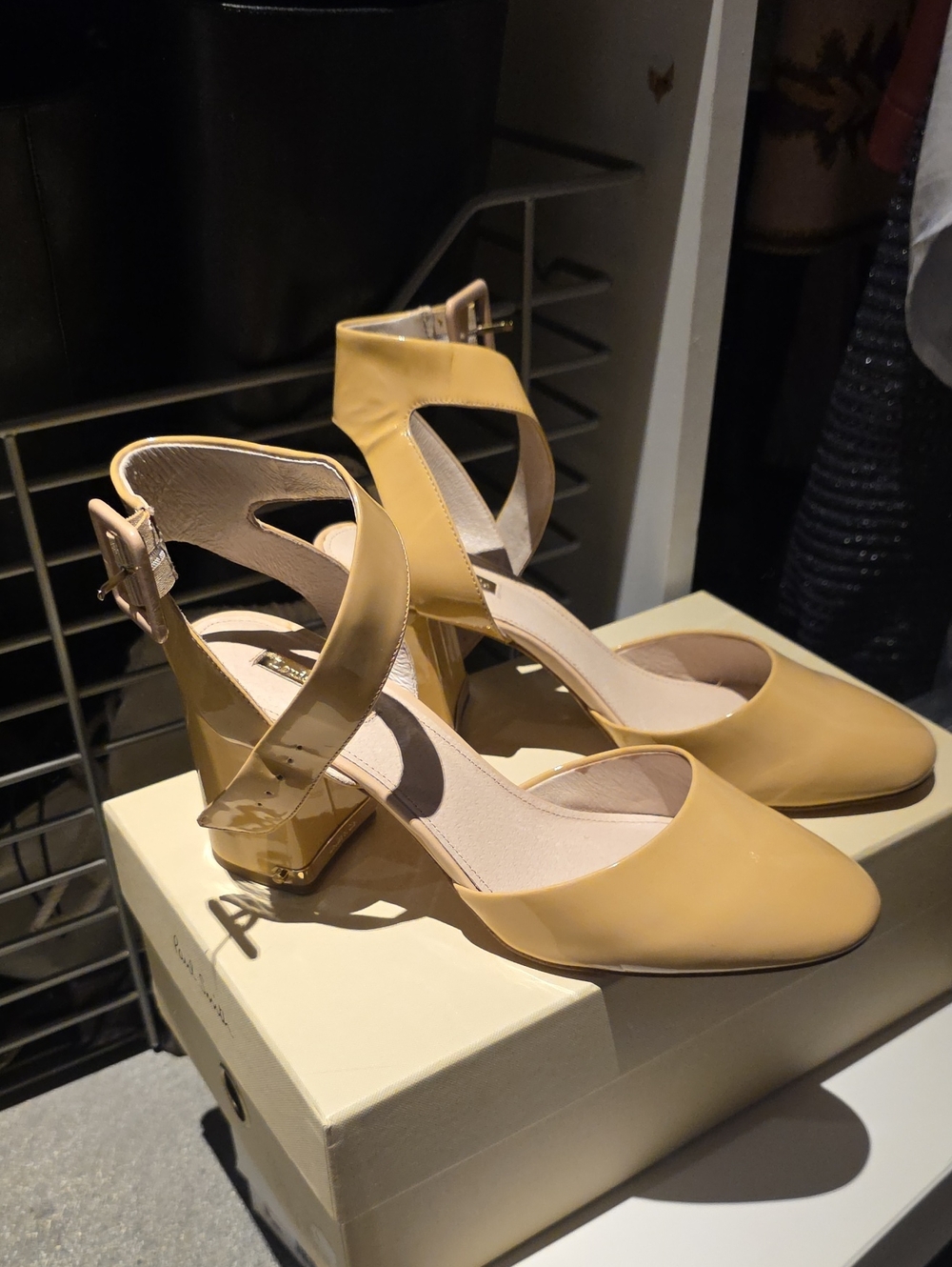 Louise et Cie Mustard Yellow Block Heel Ankle-Strap Pumps